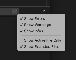 Filtrar el panel de problemas